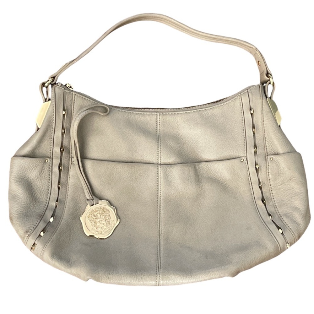 VINCE CAMUTO TAUPE & GOLD STUDDED HANDBAG